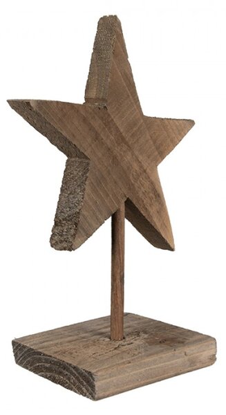 Dřevěná dekorace hvězdy na podstavci v rustikálním stylu – 15x8x21 cm