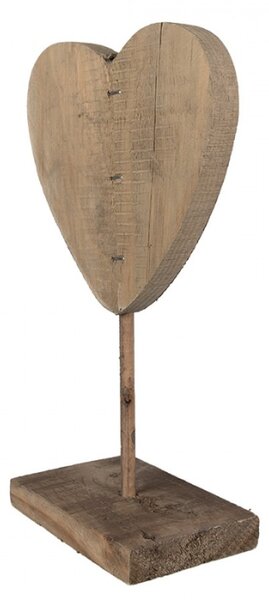 Dřevěná dekorace srdce na podstavci v rustikálním stylu – 15x8x27 cm