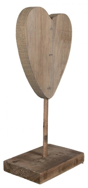 Dřevěná dekorace srdce na podstavci v rustikálním stylu – 15x8x27 cm