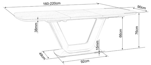Rozkládací jídelní stůl 160-220 cm Amanda (černá) (pro 8 a více osob)