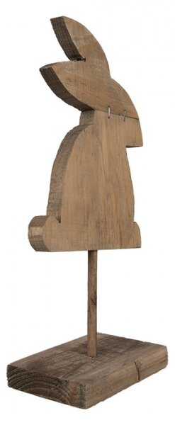 Dřevěná dekorace králíčka na podstavci v rustikálním stylu – 14x8x32 cm