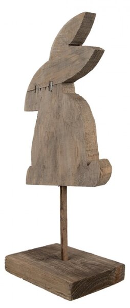 Dřevěná dekorace králíčka na podstavci v rustikálním stylu – 14x8x32 cm