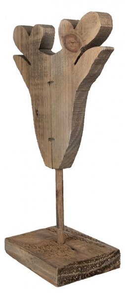 Dřevěná dekorace soba na podstavci v rustikálním stylu – 16x8x25 cm