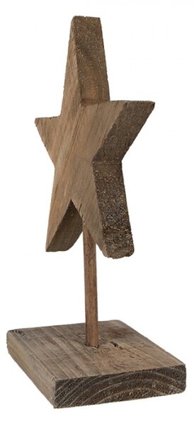 Dřevěná dekorace hvězdy na podstavci v rustikálním stylu – 15x8x21 cm