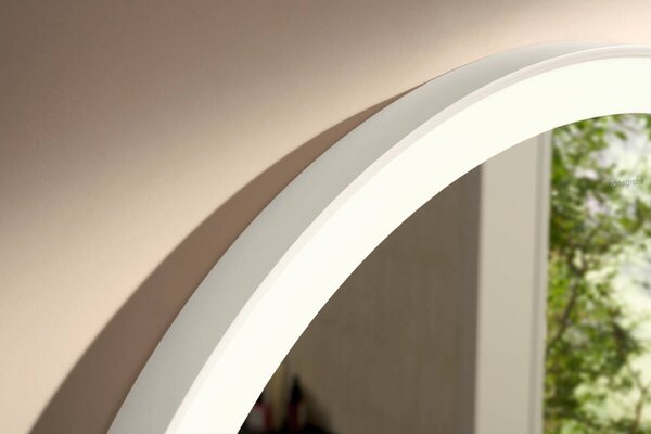 Hansgrohe Xarita Lite S - Kulaté zrcadlo s LED osvětlením po obvodu ⌀ 700 mm s nástěnným vypínačem, bílá matná 54966700