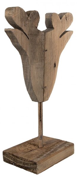 Dřevěná dekorace soba na podstavci v rustikálním stylu – 16x8x25 cm