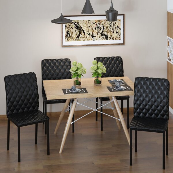Sweiko HOCMOM, set 4 židle, jídelní židle, kuchyňské židle, rozměry 41 cm x 50 cm x 91 cm, barva: černá