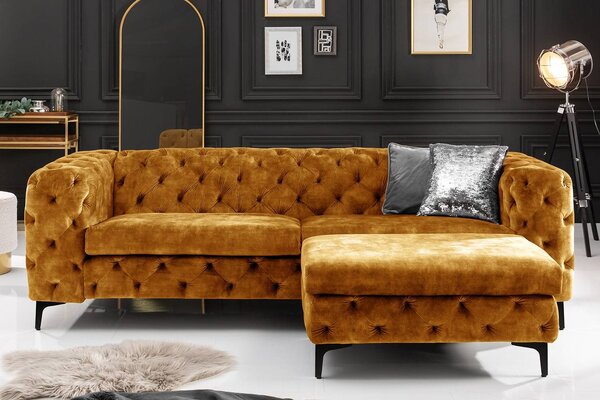 Designová sedačka Rococo 235 cm hořčicový samet