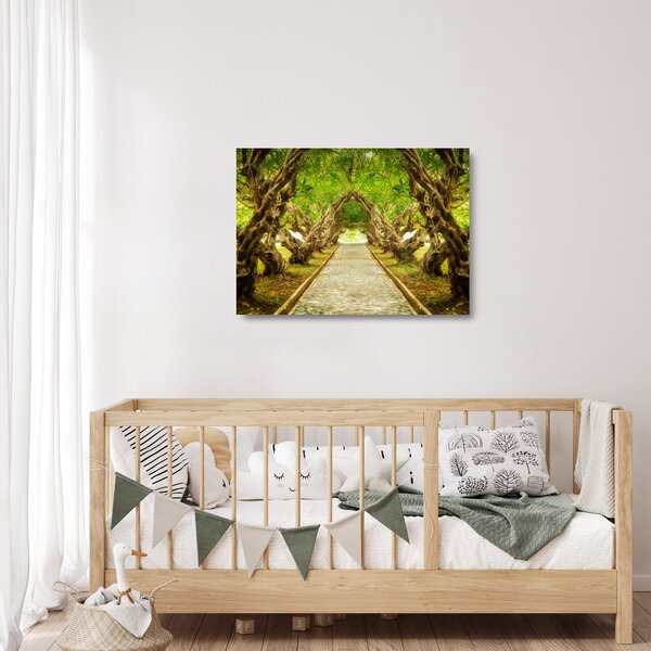 Skleněný obraz - Živý tunel z plumérií (70x50 cm)