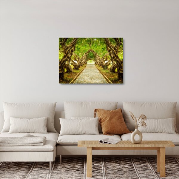 Skleněný obraz - Živý tunel z plumérií (70x50 cm)