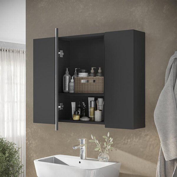 Koupelnová zrcadlová skříňka Vicco Leopold Antracit 80 x 59.2 cm s policemi, Model 56217
