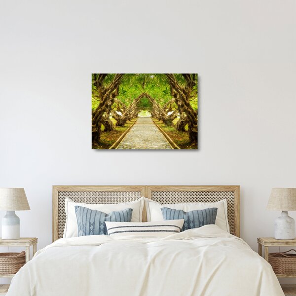 Skleněný obraz - Živý tunel z plumérií (70x50 cm)