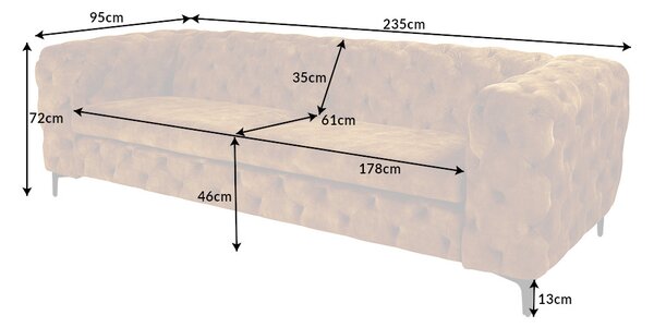 Designová sedačka Rococo 235 cm hořčicový samet