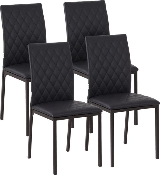Sweiko HOCMOM, set 4 židle, jídelní židle, kuchyňské židle, rozměry 41 cm x 50 cm x 91 cm, barva: černá