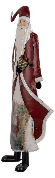 Vánoční dekorace Santa Claus v červeném kabátku s obrázkem jelena – 33x16x85 cm