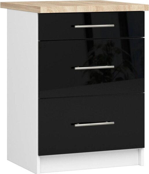 AKORD Furniture Factory KS0POLIBIACZARPOL3S007, Bílá, 16 mm, 3 zásuvka/zásuvek, 460 mm, 600 mm, 850 mm