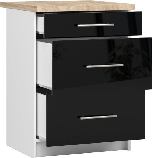AKORD Furniture Factory KS0POLIBIACZARPOL3S007, Bílá, 16 mm, 3 zásuvka/zásuvek, 460 mm, 600 mm, 850 mm