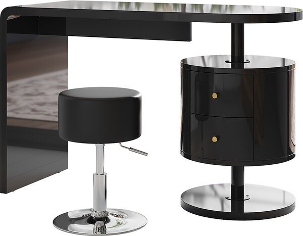 Toaletní stolek Vicco Lara Černý vysoký lesk 120 cm se stoličkou, Model 50188