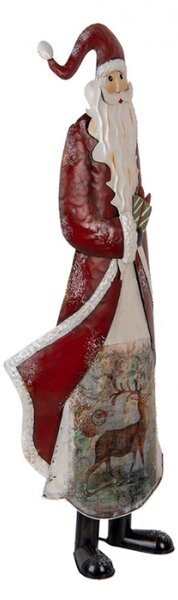 Vánoční dekorace Santa Claus v červeném kabátku s obrázkem jelena – 33x16x85 cm