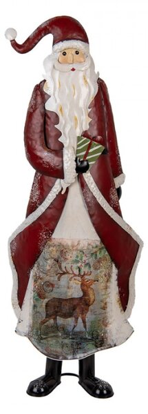 Vánoční dekorace Santa Claus v červeném kabátku s obrázkem jelena – 33x16x85 cm