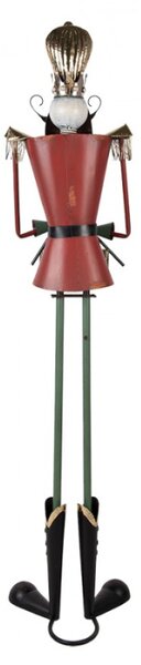 Vánoční dekorace vojáček v červeném kabátku s bubínkem a plnovousem – 38x47x183 cm