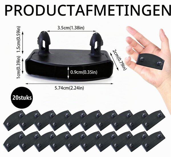20 kusů černých kovových držáků na rošt postele, průměr 53 mm