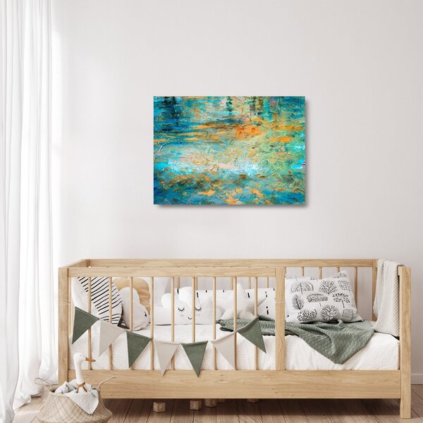 Skleněný obraz modré abstrakce (70x50 cm)