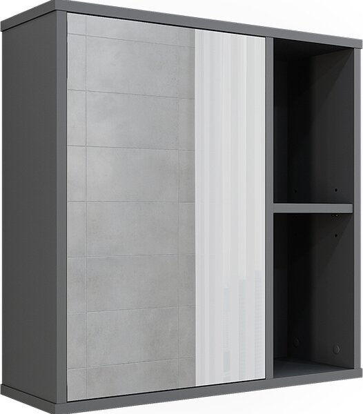 Koupelnová skříňka se zrcadlem Vicco Leano Antracit/horský dub 60 x 60 cm, Model 52123