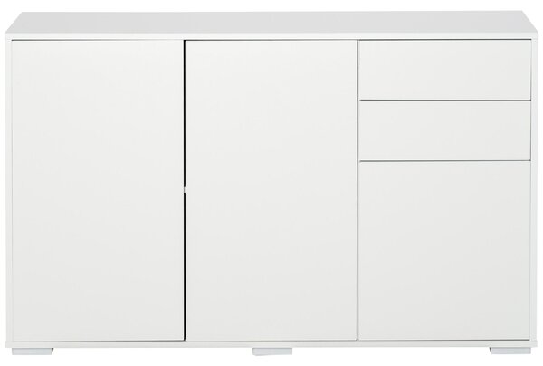 Sweiko, skříň, úložná skříň, víceúčelová skříň, archivní skříň, komoda, 2 zásuvky, 3 dveře, materiál: dřevotříska E1, barva: bílá, rozměry: 117 x 36 x 74 cm