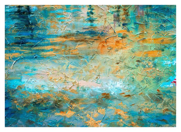 Skleněný obraz modré abstrakce (70x50 cm)
