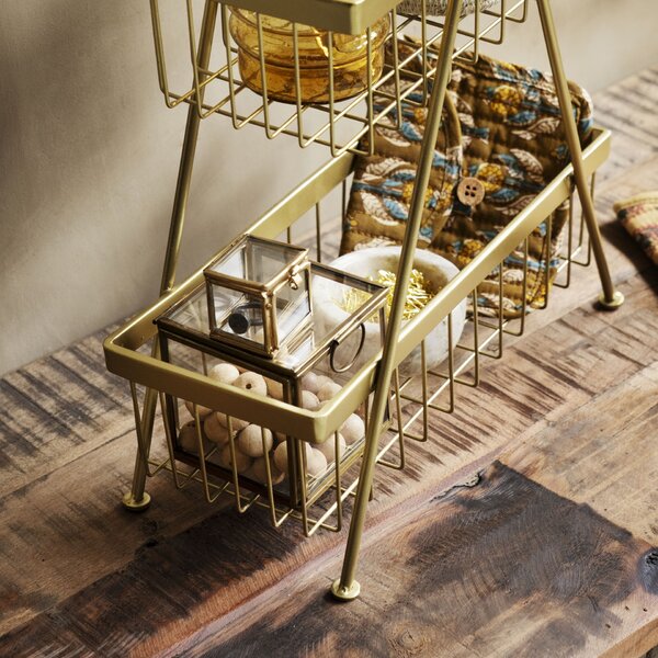 Skleněná mini krabička Clear/Antique Brass