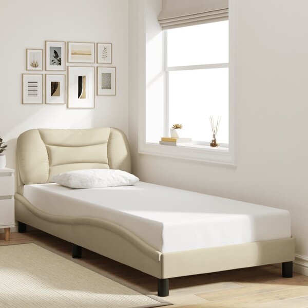 Rám postele s LED bez matrace Hvar Cream 80x200 cm Látka 3213667
