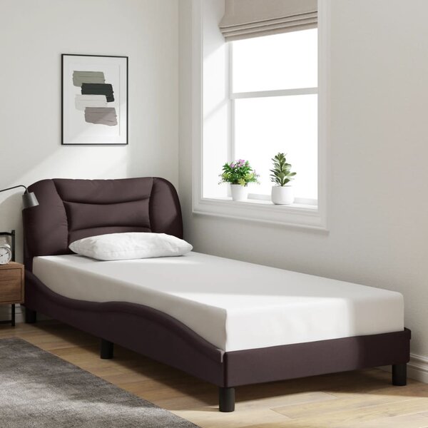 Rám postele s LED bez matrace Hvar tmavě hnědý 80 x 200 cm textil 3213665