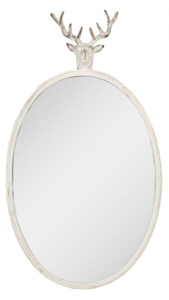 Béžové oválné zrcadlo s jelenem Hert – 50x10x89 cm