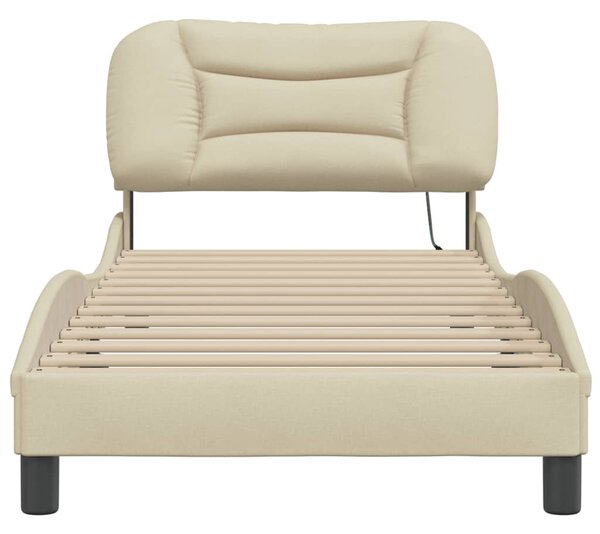Rám postele s LED bez matrace Hvar Cream 80x200 cm Látka 3213667