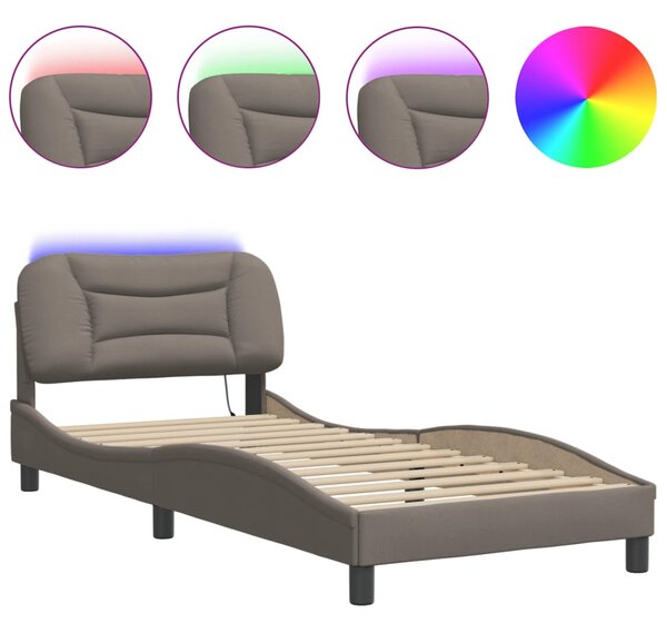 Rám postele s LED bez matrace Hvar Taupe 90x190 cm Látka 3213673