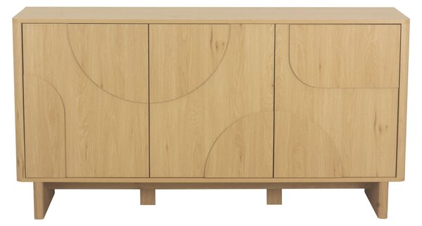 Servírovací stolek s 3 dvířky, zaoblené tvary, Imitace dřeva, šířka 150 cm - OCTAVE