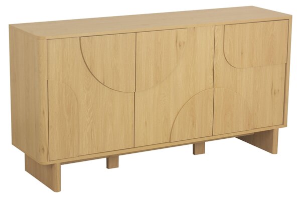 Servírovací stolek s 3 dvířky, zaoblené tvary, Imitace dřeva, šířka 150 cm - OCTAVE