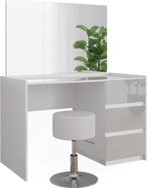 Toaletní stolek Vicco Marla Bílá vysoký lesk 120 cm se zrcadlem a stoličkou, Model 51987