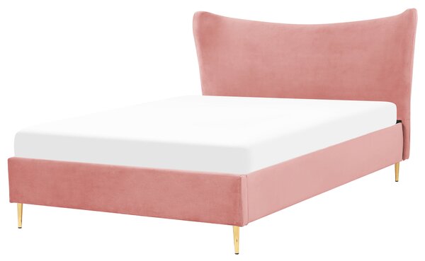 Sametová postel 140 x 200 cm růžová CHALEIX