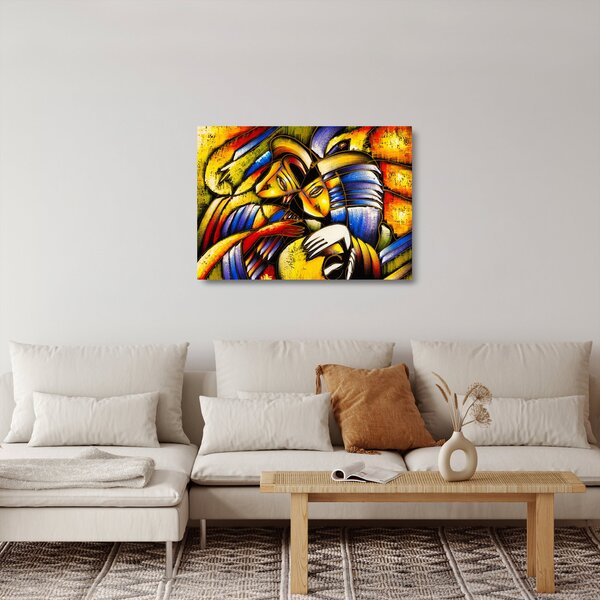 Skleněný obraz - Olejomalba, milenci (70x50 cm)