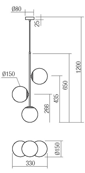 Smarter Závěsné svítidlo NIVA, opálové sklo, v.65cm, 3xE14