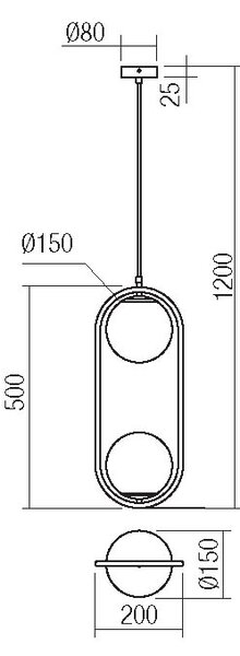 Smarter Závěsné svítidlo NIVA double, opálové sklo, v.50cm, 2xE14