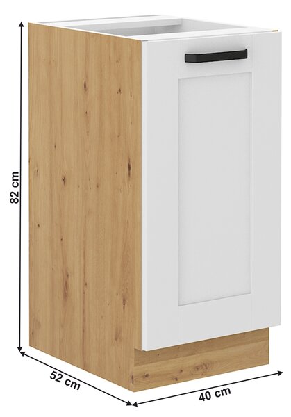 Kondela Dolní kuchyňská skříňka Lula 40D 1F BB - bílá / dub artisan
