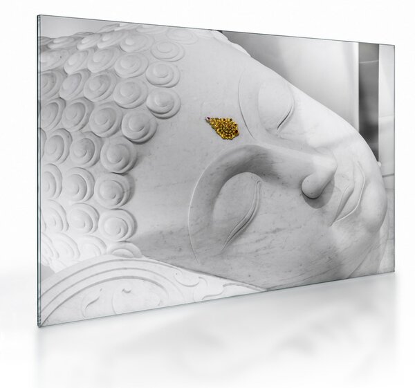Skleněný obraz - Bílý Buddha (70x50 cm)