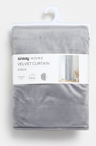 Sinsay - Sada sametových závěsů na řasící pásce 2 pack - šedá