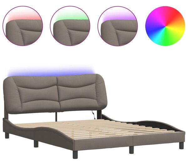 Rám postele s LED bez matrace Hvar Taupe 160x200 cm Látka 3213715