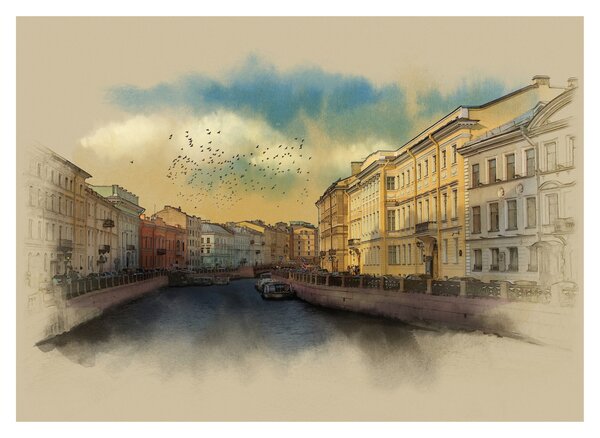 Skleněný obraz - Řeka Moyka, Petrohrad, Rusko (70x50 cm)