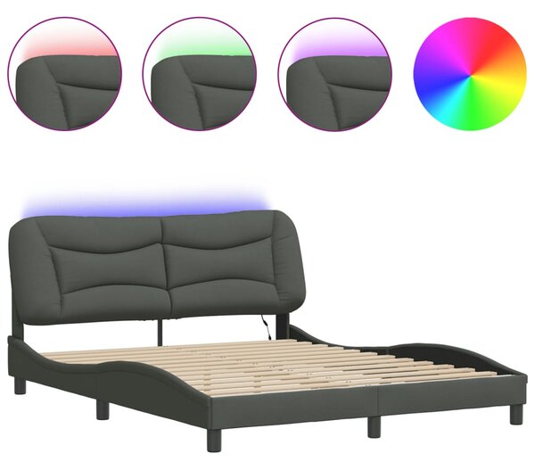 Rám postele s LED bez matrace Hvar Tmavě šedá 160x200 cm Látka 3213712