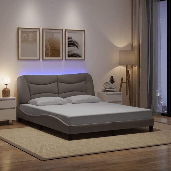 Rám postele s LED bez matrace Hvar Taupe 160x200 cm Látka 3213715